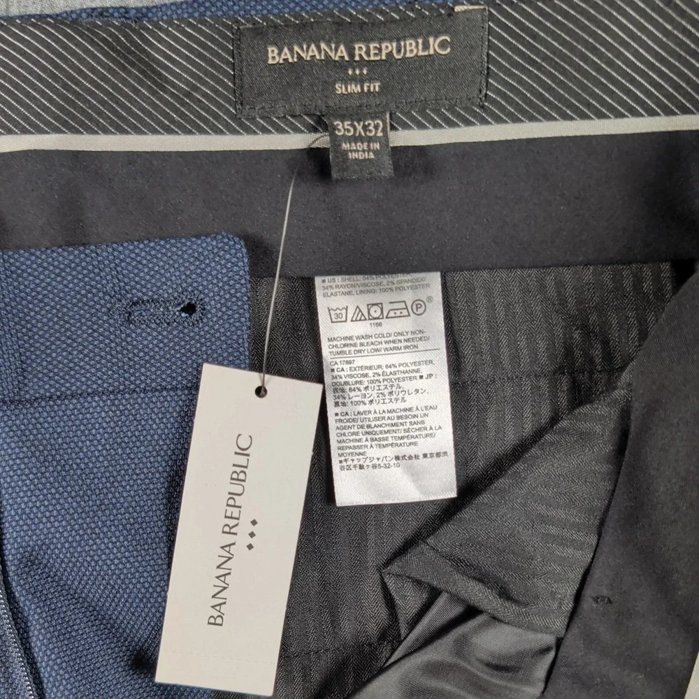 Chino Slim Fit 36x32 Navy Trousers Banana Republic Pants Stretch Corpcore Casual